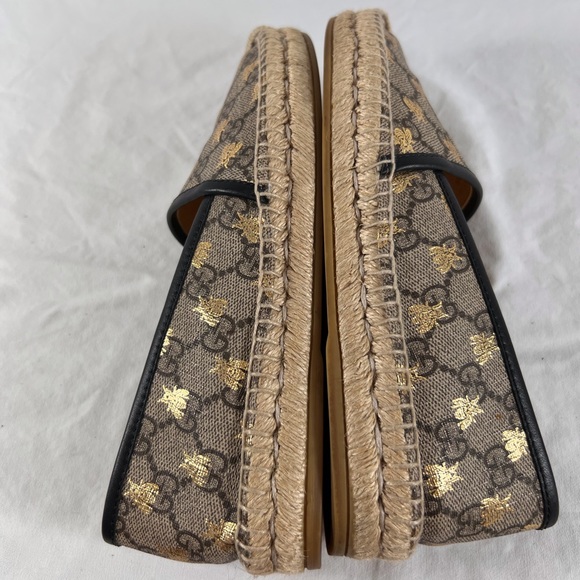 GUCCI GG Supreme Bee Espadrille Flats Beige Canvas Made in Spain 37.5-7.5US - Picture 6 of 15